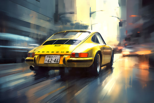 PORSCHE 911T IN TOKYO - UNFRAMED PRINT