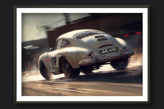 FLATOUT PORSCHE 356 - METAL FRAMED PRINT