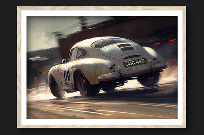 FLATOUT PORSCHE 356 - WOOD FRAMED PRINT