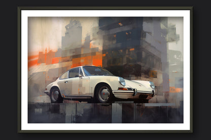 LIGHT IVORY PORSCHE 912 - METAL FRAMED PRINT