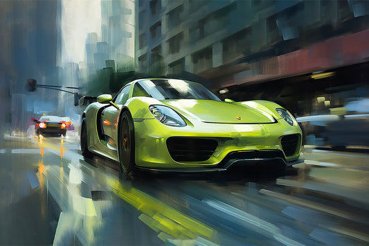 ACID GREEN PORSCHE 918 - UNFRAMED PRINT