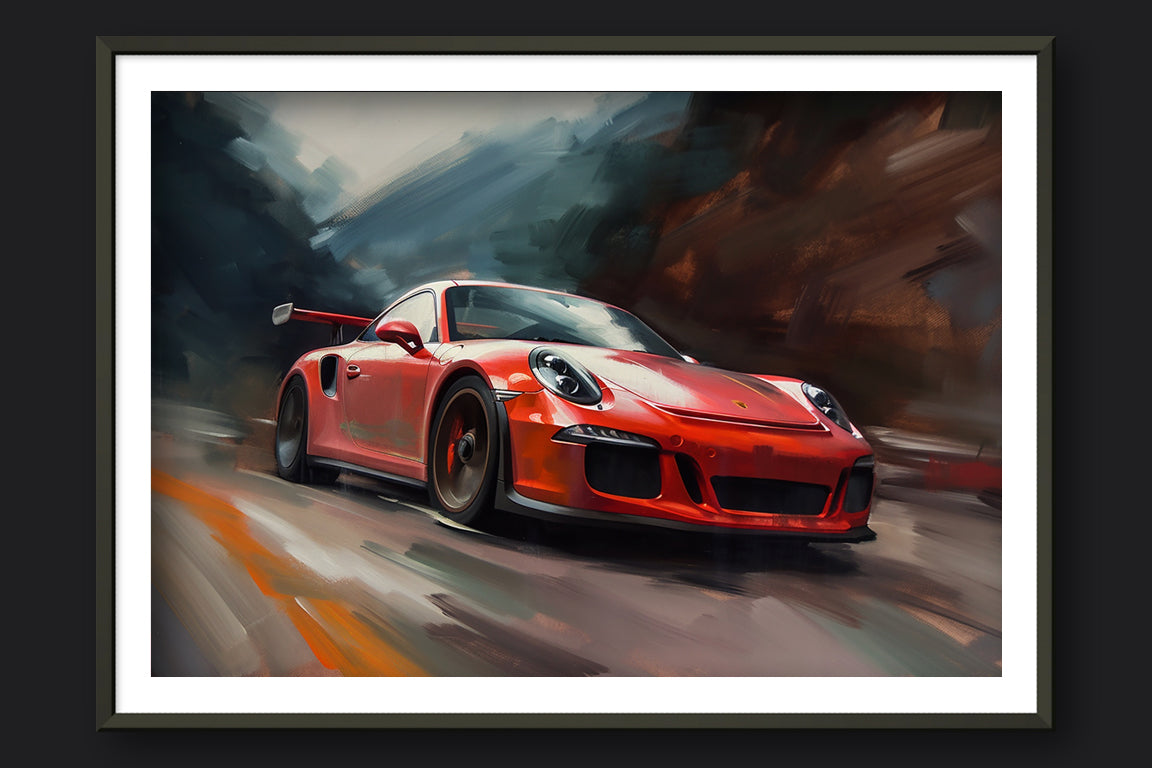 PORSCHE GT3 CANYON RUN - METAL FRAMED PRINT