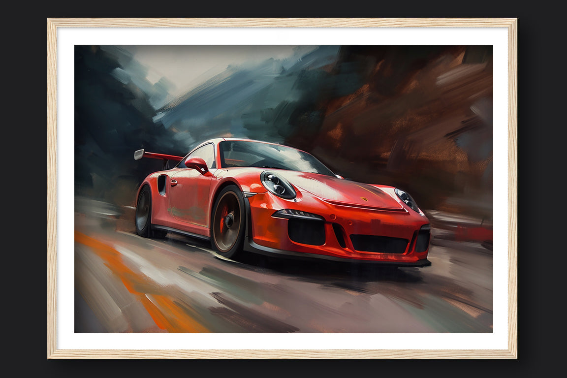 PORSCHE GT3 CANYON RUN - WOOD FRAMED PRINT