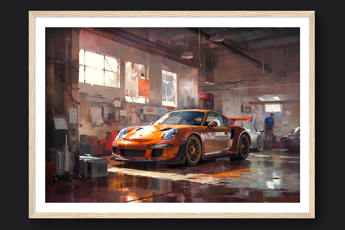 GT3 RS TRACK PREP - WOOD FRAMED PRINT